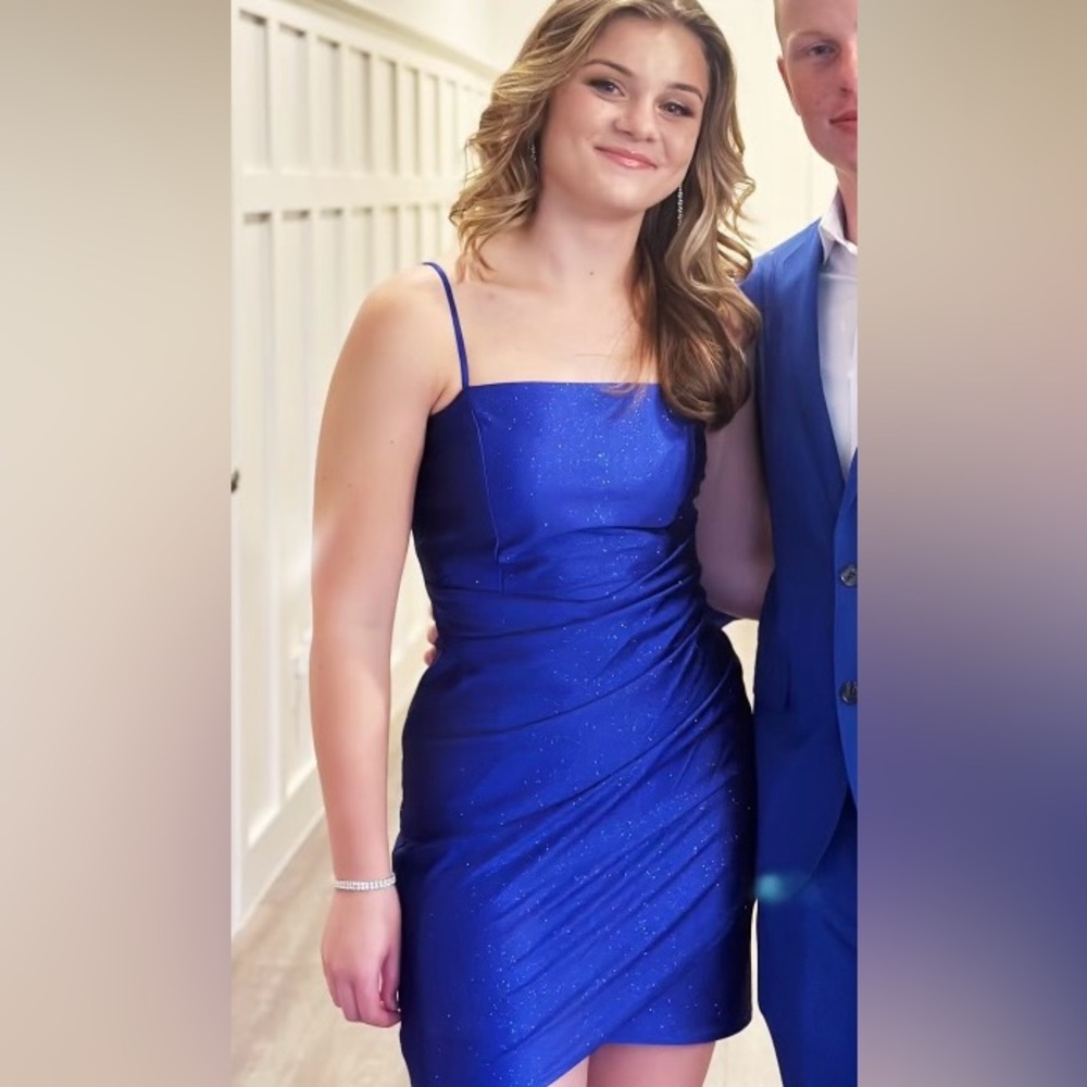 Elegant Blue Spaghetti Strap Dress